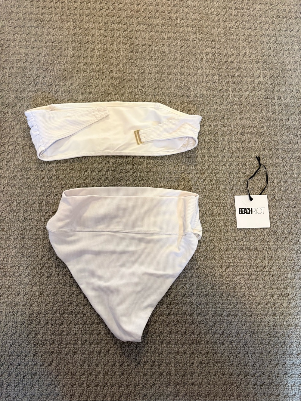Beach Riot White Ribbed Bandeau High-Waist Bikini - Picture 2 of 3